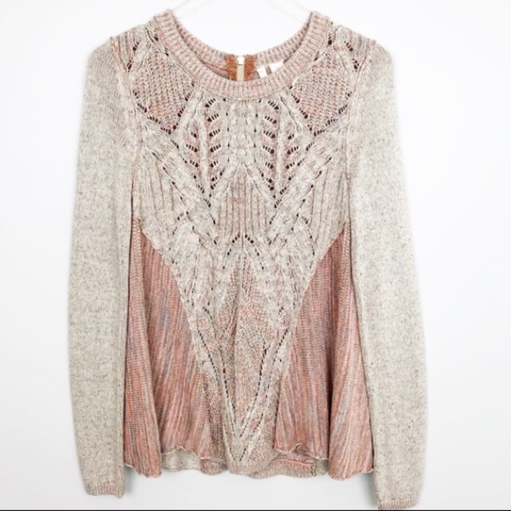 Moth Anthropologie pink cable knit swing sweater